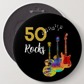 ギター50 Rocks 50th birthday party 缶バッジ (正面&裏面)