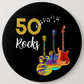 ギター50 Rocks 50th birthday party 缶バッジ (正面)