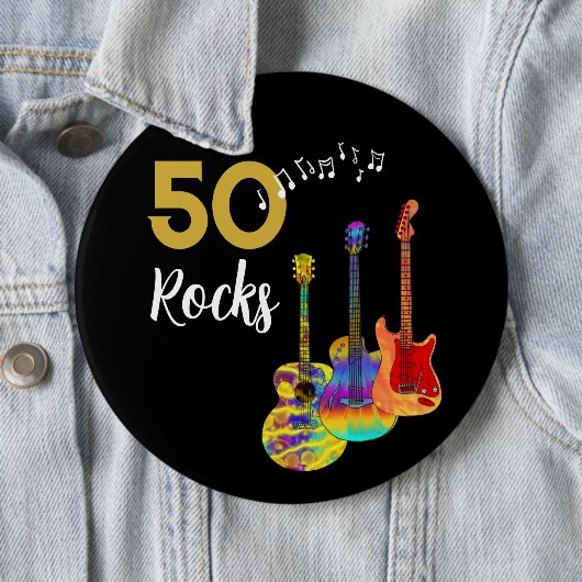 ギター50 Rocks 50th birthday party 缶バッジ (インサイチュ)