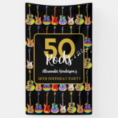 ギター50th誕生日パーティー追加の名前 横断幕 (縦)