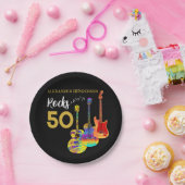 ギター50th誕生日パーティー50ロック ペーパープレート (パーティー)