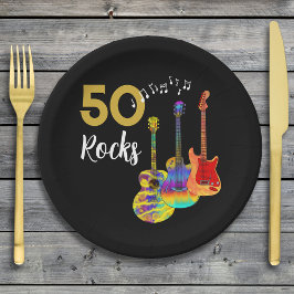 ギター50th誕生日パーティー50ロック ペーパープレート