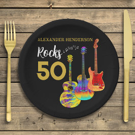 ギター50th誕生日パーティー50ロック ペーパープレート