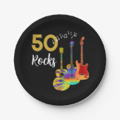 ギター50th誕生日パーティー50ロック ペーパープレート (正面)