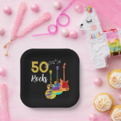 ギター50th誕生日パーティー50ロック ペーパープレート (パーティー)