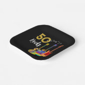 ギター50th誕生日パーティー50ロック ペーパープレート (傾斜あり)