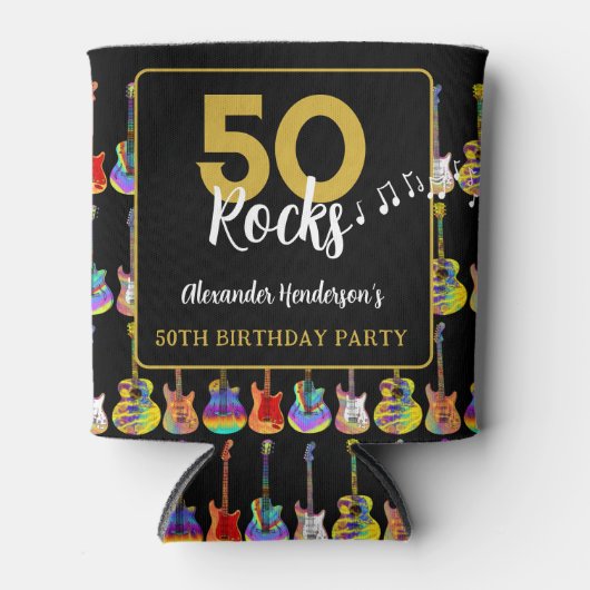 ギター50th誕生日パーティーRock and Roll 缶クーラー (正面)