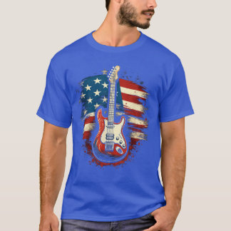ギター アメリカ国旗 USA カントリーミュージック 7月4日 Tシャツ