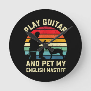 ギター イングリッシュマラバーギタリストペット犬のオーナー ラウンド壁時計