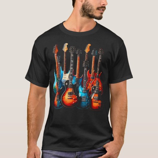 ギター ギタリスト 音楽 Tシャツ (正面)