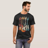 ギター ギターリスト レトロ ミュージック ギター Tシャツ (正面フル)
