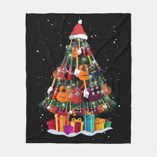 ギター クリスマスツリー おもしろい フリースブランケット (正面)