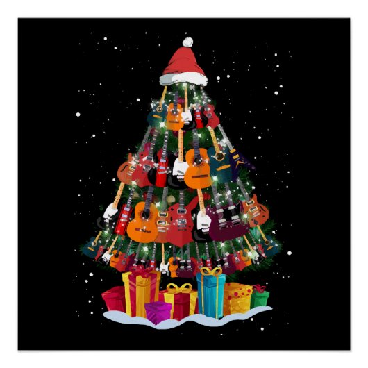 ギター クリスマスツリー おもしろい  ポスター (正面)