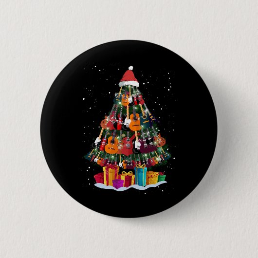 ギター クリスマスツリー おもしろい  缶バッジ (正面)