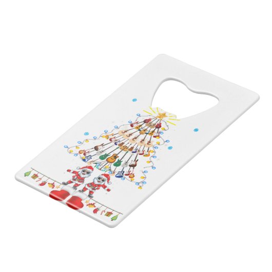 ギター·サンタ·クリスマスツリーおもしろいの音楽が大好き クレジットカード栓抜き (裏面アングル)