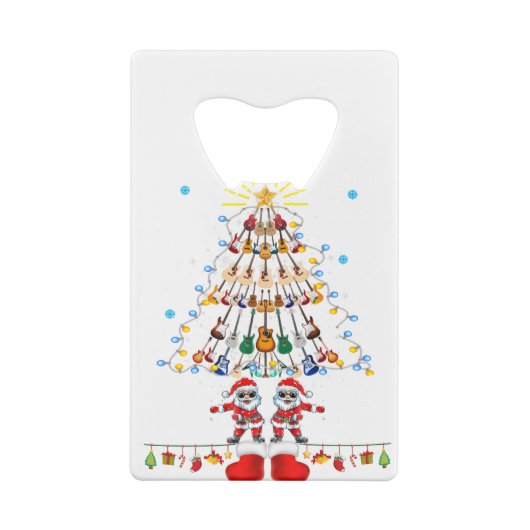 ギター·サンタ·クリスマスツリーおもしろいの音楽が大好き クレジットカード栓抜き (裏面)