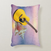 ギター&シーシェルパープルビーチサンセット アクセントクッション (正面(垂直))