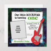ギター&スターズボーイズロックスター誕生日 招待状 (正面/裏面)