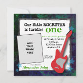 ギター&スターズボーイズロックスター誕生日 招待状 (正面)