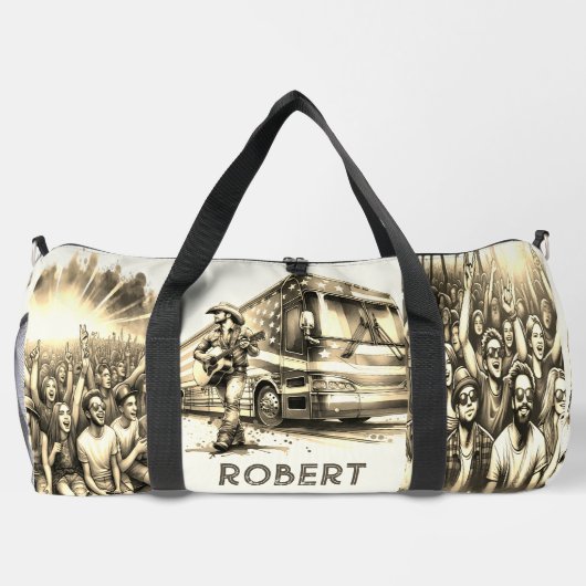 ギター・ツアーバス付き男性シンガーカスタムー ダッフルバッグ (裏面)