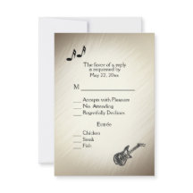 ギター テーマ アンティーク ゴールド RSVP（出欠確認） メニュー選択付き