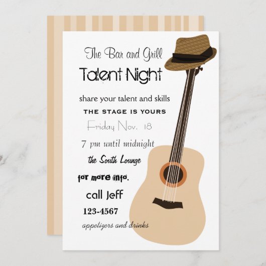 ギター・ナイト 招待状 (正面/裏面)