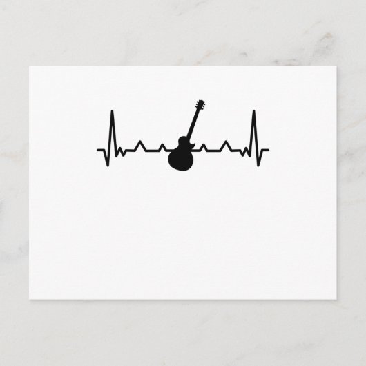 ギター ハートビート ミュージックとギタリスト ギフト ポストカード (正面)