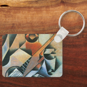 ギター(バンジョー)とグラス ファン・グリス Vintage Art キーホルダー