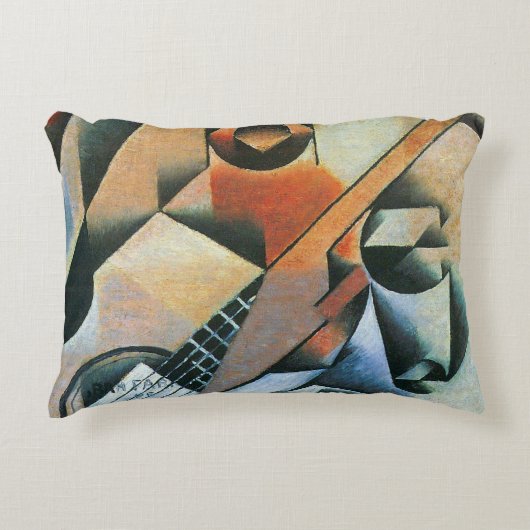 ギター（バンジョー）とグラス、フアン・グリス、ヴィンテージ・アート アクセントクッション (正面)