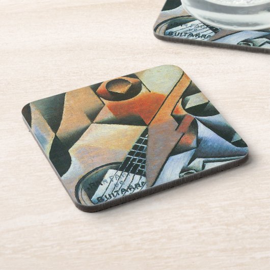 ギター(バンジョー)とグラス、フアン・グリス、ヴィンテージ・アート コースター (左側)