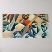 ギター(バンジョー)と眼鏡、フアン・グリス、アンティークアート ポスター (正面)