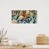 ギター(バンジョー)と眼鏡、フアン・グリス、アンティークアート ポスター (キッチン)