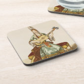 ギター、ファッションプレートを演奏している質の女性 コースター (左側)