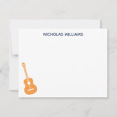 ギター ミュージカル ノート カード ブルーとオレンジ (正面)