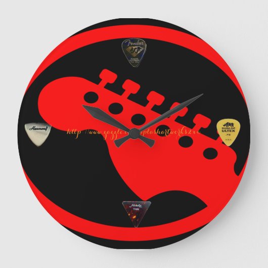 "ギター" ラージ壁時計 (正面)