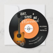 ギター・レコード音楽をテーマにしたブラック結婚ズ 招待状 (正面)