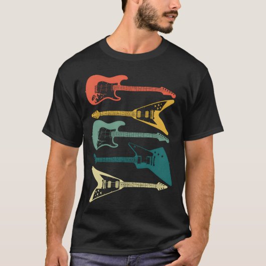 ギター レトロ ビンテージ ミュージック 80年代 6653 おもしろ Tシャツ (正面)