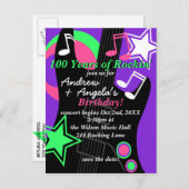 ギター:ロックスター誕生日招待状葉書 インビテーションポストカード (正面/裏面)