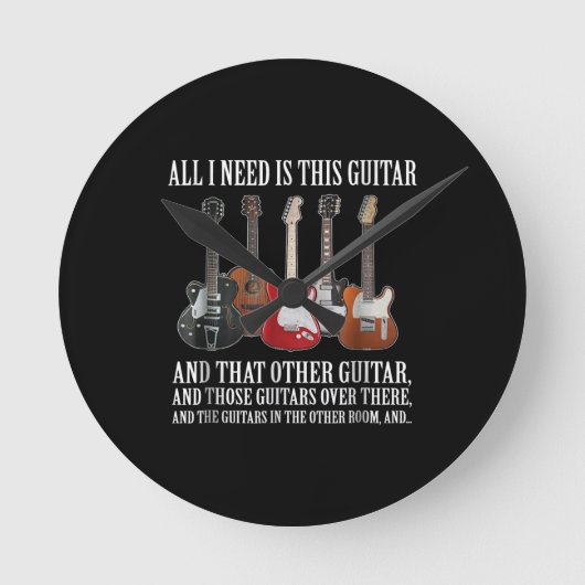 ギター |必要なのはこのギターだけです。どのミュージシャン ラウンド壁時計 (正面)