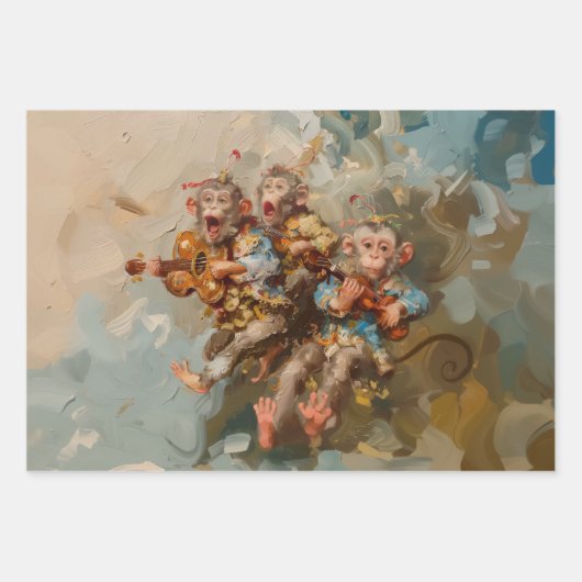 ギター – 油絵スタイルラッピングギフト紙 ラッピングペーパーシート (正面)