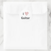 ギター 赤いハート 音符 ラウンドシール (バッグ)