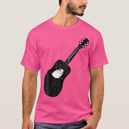 ギター – 音楽のハートアコースティックギターの弦 Tシャツ (正面)