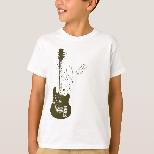 ギター – 音楽パワーキッズリンガーTシャツ Tシャツ (正面)