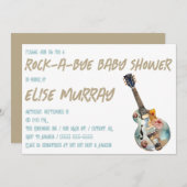 ギター、音楽、ロックバイ赤ちゃんシャワー 招待状 (正面/裏面)