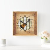 ギター〜3次元〜フォークアートボックス〜 スクエア壁時計 (ホーム)