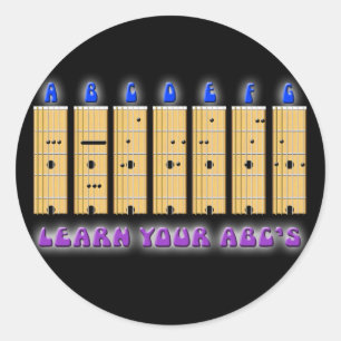 ギターABCのステッカー ラウンドシール