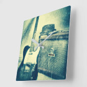 ギターampのハーモニカのbluesmanの時計 スクエア壁時計 (傾斜)