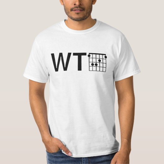 ギターFコード付きユーモアWTF Tシャツ (正面)