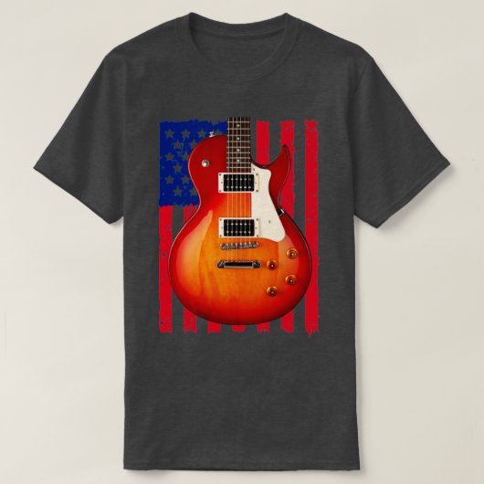ギターUSA国旗 Tシャツ (デザイン正面)