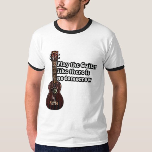 ギタ前向きー愛好家のためのギター引用文 Tシャツ (正面)